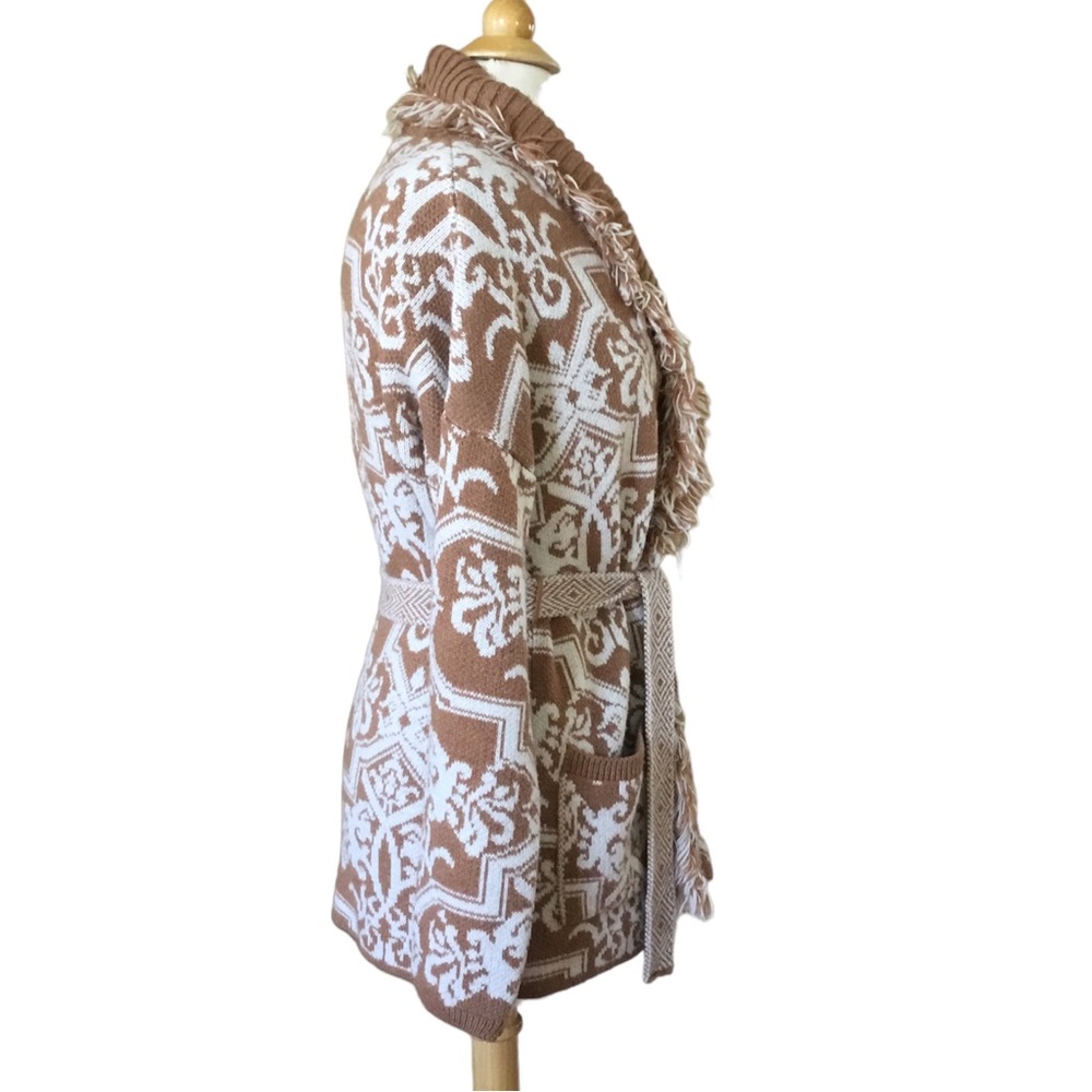 Anthropologie Akemi + Kin Fringed Intarsia Cardigan Sweater - Picture 6 of 15